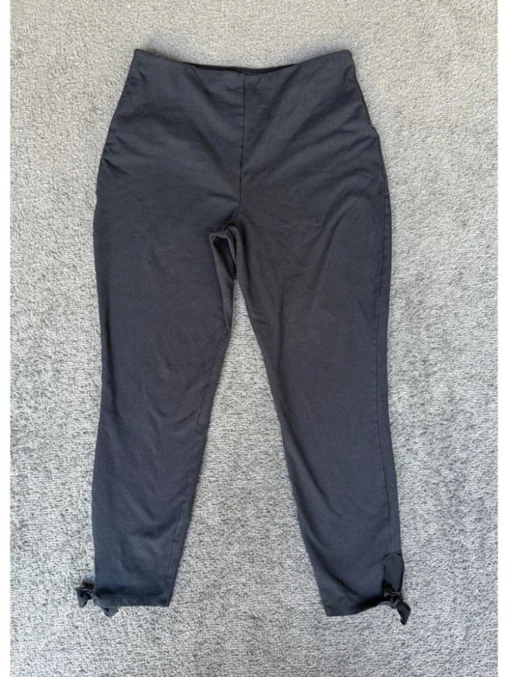 Lysse Womens Black High Waisted Leggings Side Tie Knot Hem Size Large 12-1411-M1